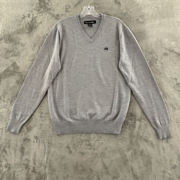 Travis Mathew Other - Travis Mathew Merino‎ Wool V-Neck Sweater Mens M Gray Stretch Knit Pullover